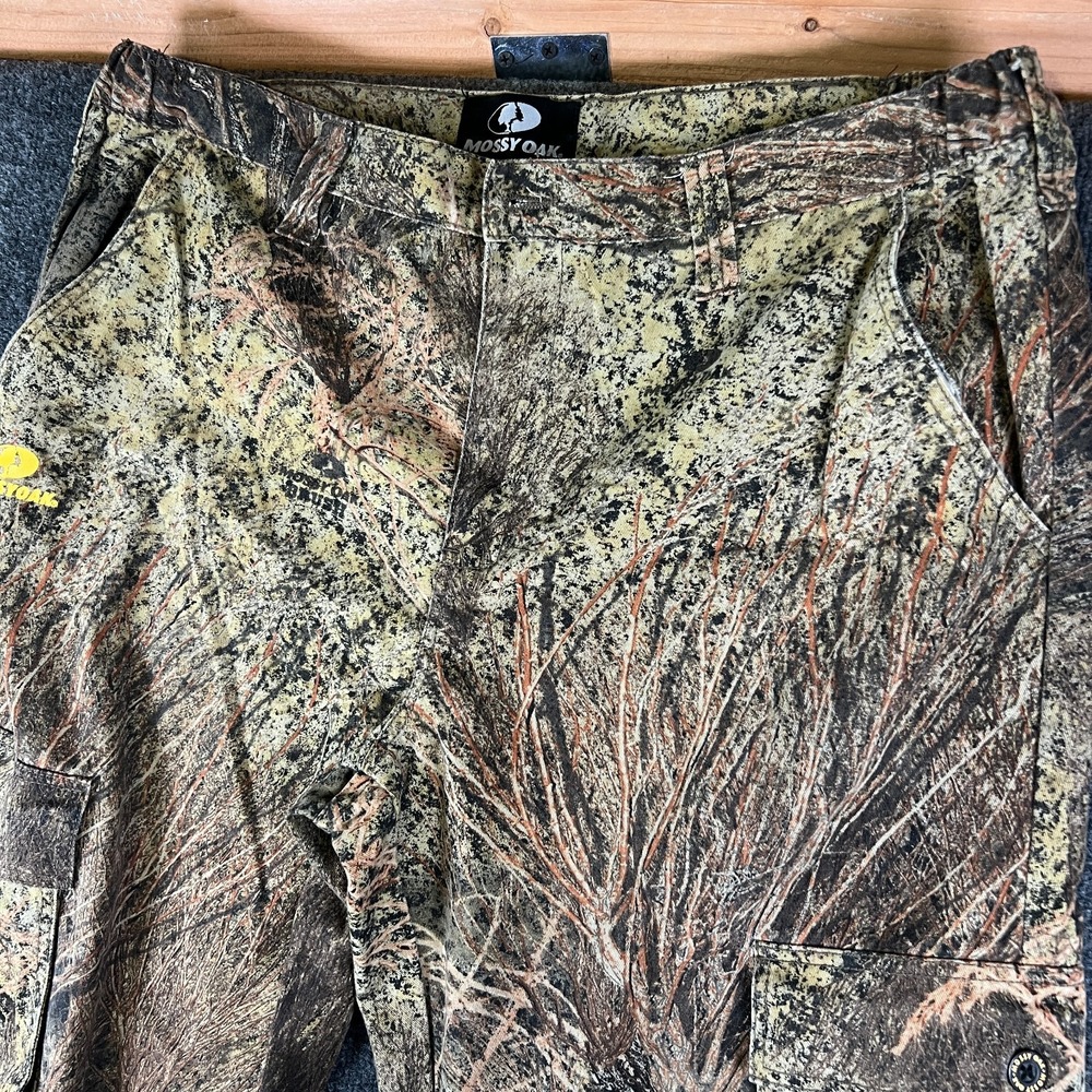 Mossy Oak Brush Cargo Hunting Pants Mens 39x31 Multicolor Cotton Camouflage
